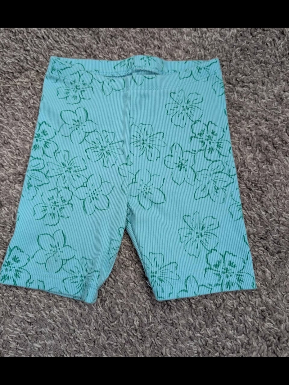 Cat & Jack Aqua Ribbed Floral Bike Shorts